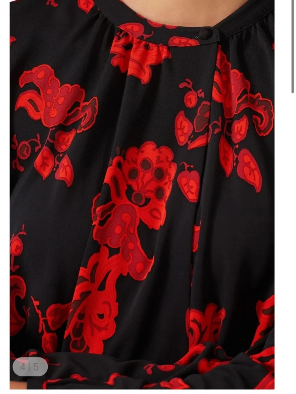 Tory Burch Paisley Jersey Bow Midi Dress Long Sleeve Red Black Size S